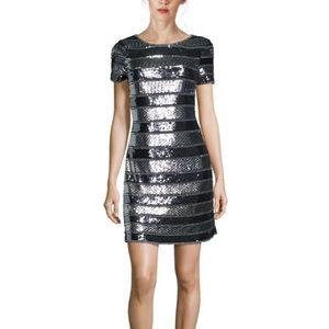 Aidan Mattox Sequin Striped Cocktail Dress
